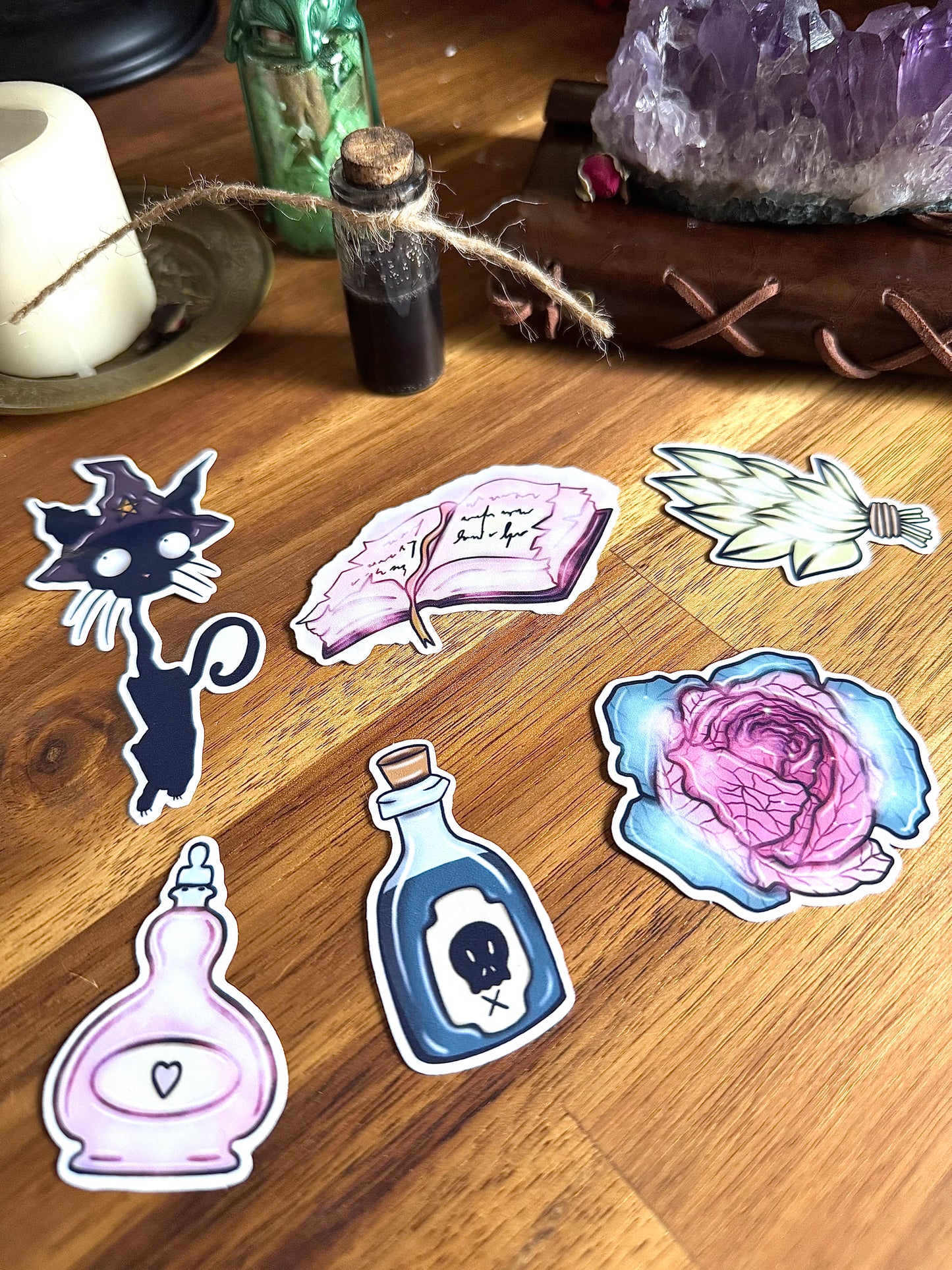 Lot de 6 Stickers « Petite sorcière et son chatpeau »