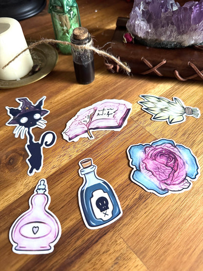 Lot de 6 Stickers « Petite sorcière et son chatpeau »