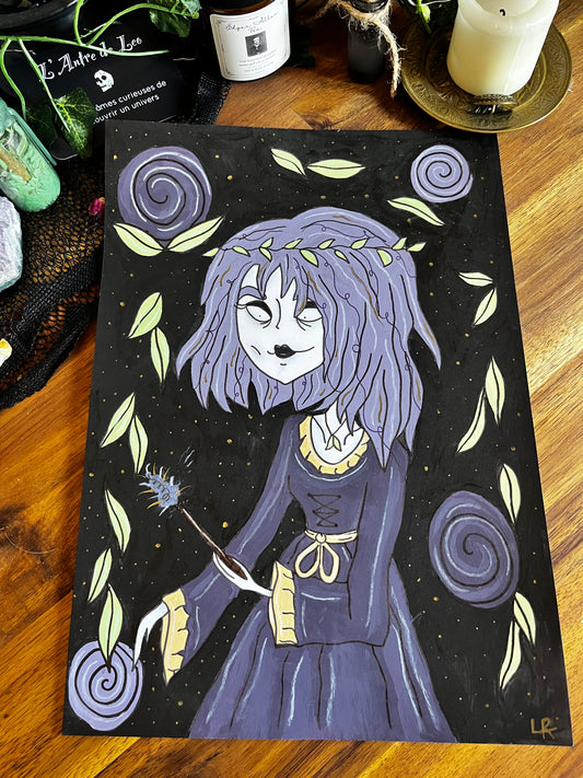 Peinture «Sorcière Lilas »