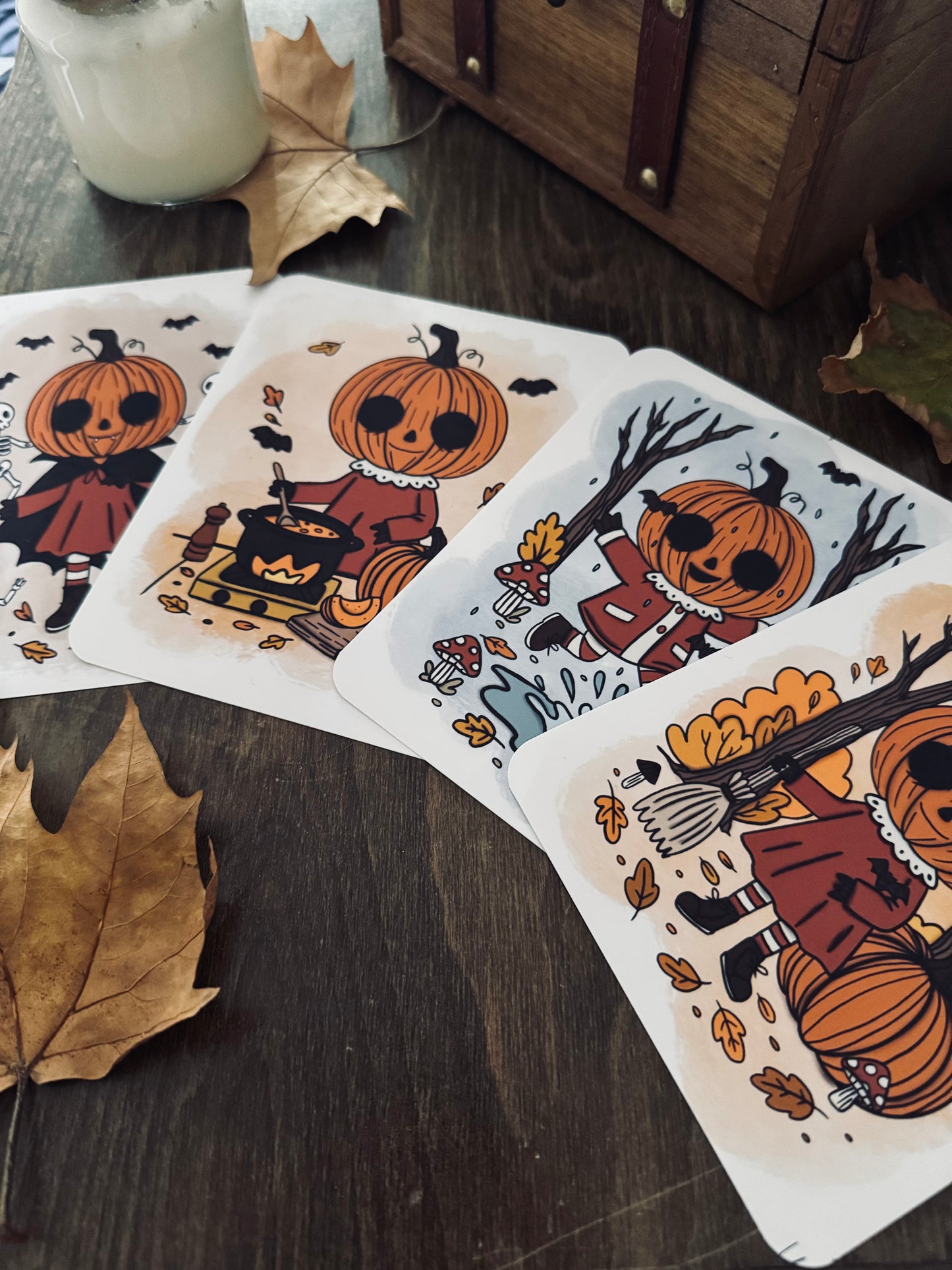 Lot de 4 illustrations Citrouilles