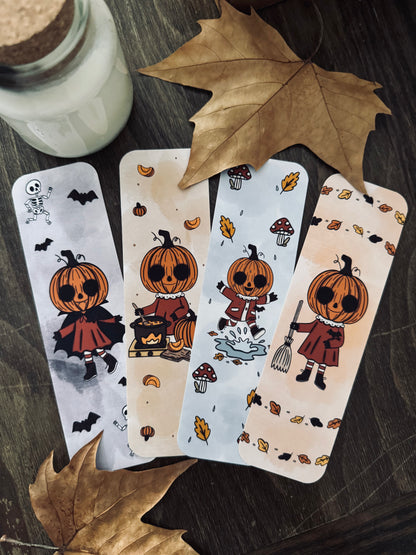 Lot de 4 marque-pages "Citrouilles d'automne"
