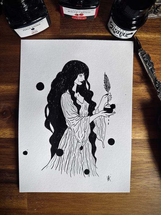 Dessin à la Plume - Sorcière de l'encre