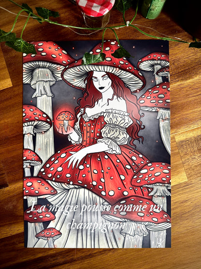 Illustration "Sorcière champignons"