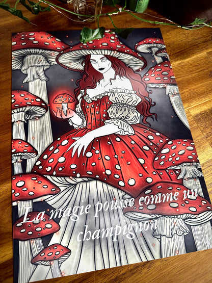 Illustration "Sorcière champignons"