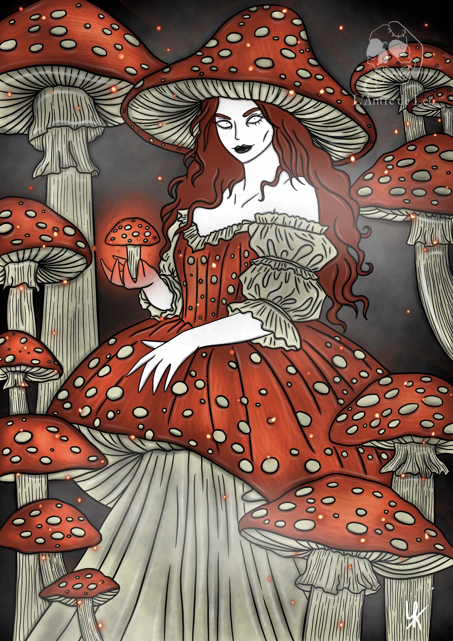 Illustration "Sorcière champignons"