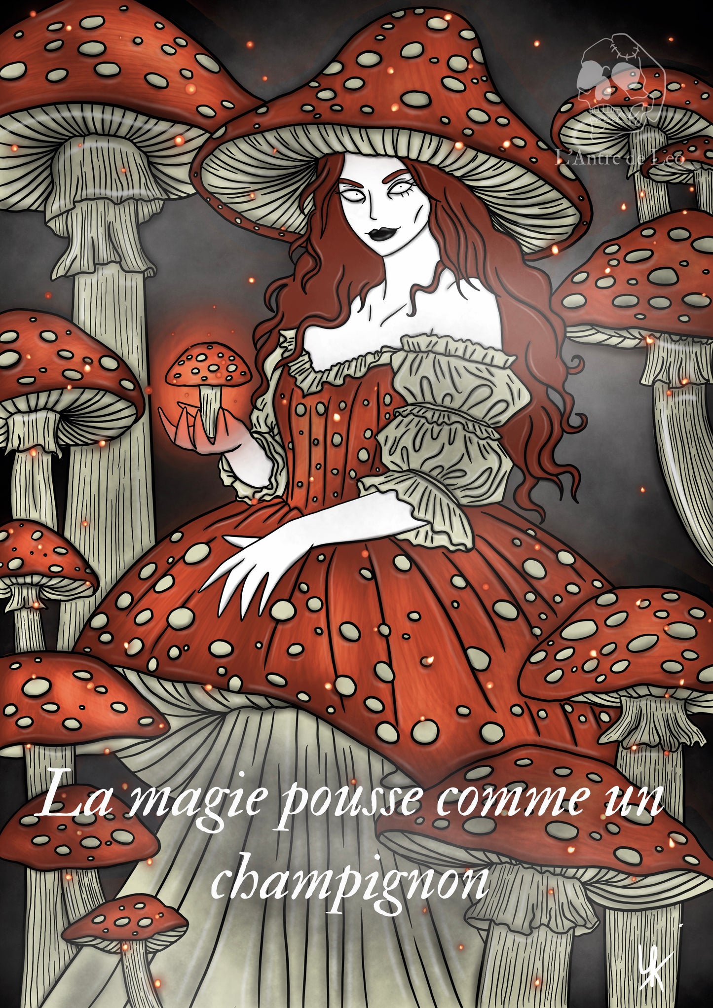 Illustration "Sorcière champignons"